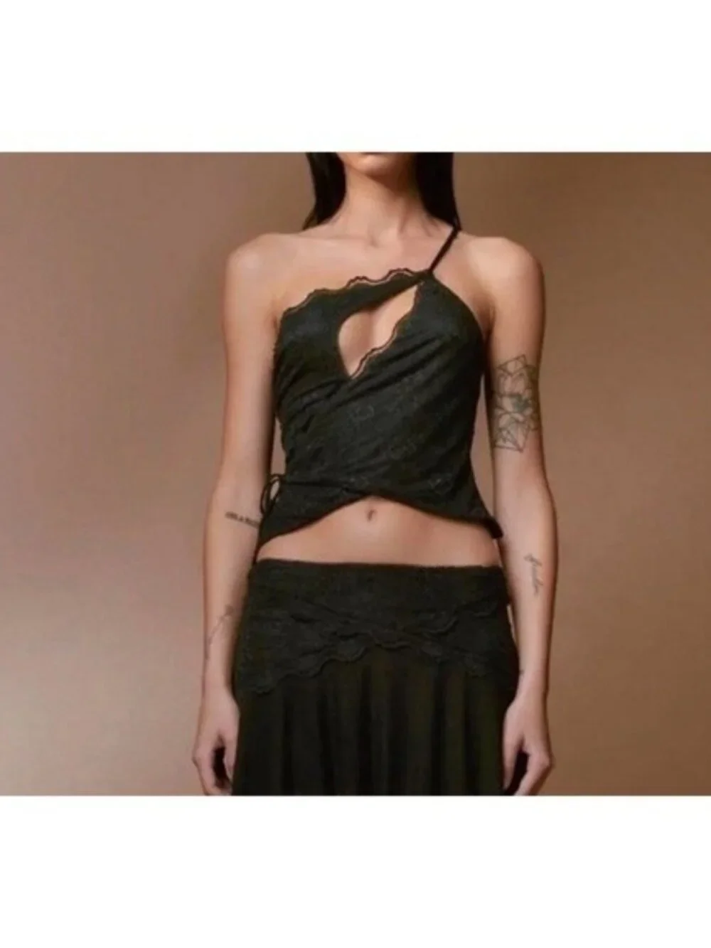 I Am Gia Black Lace Crop Top Womens XS Fairy Grunge Clubwear Whimsigoth Party - Picture 12 of 12